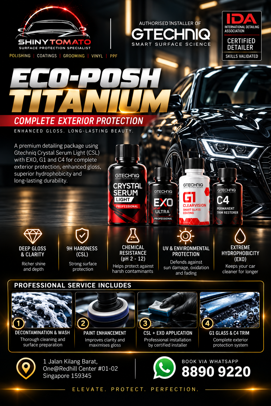 Eco-Posh Titanium ceramic coating package leaflet